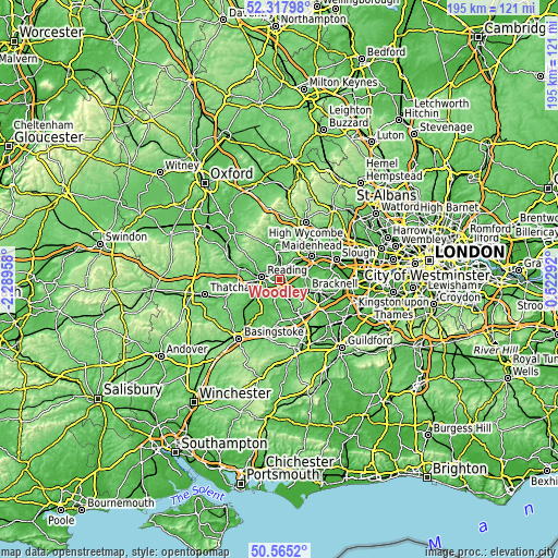 Topographic map of Woodley