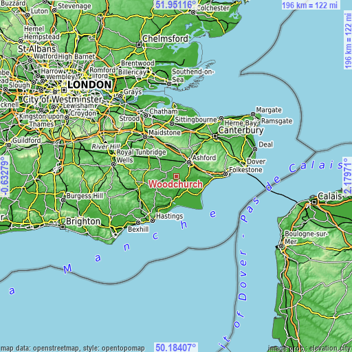 Topographic map of Woodchurch