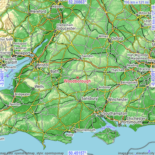 Topographic map of Woodborough