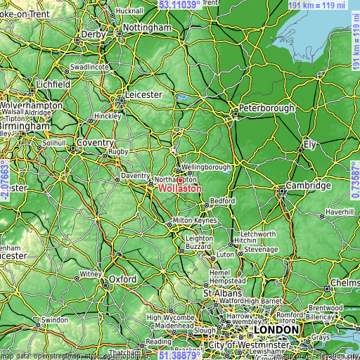 Topographic map of Wollaston