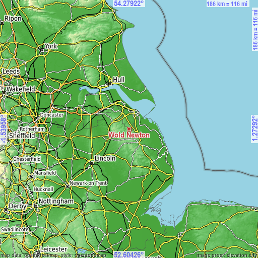 Topographic map of Wold Newton