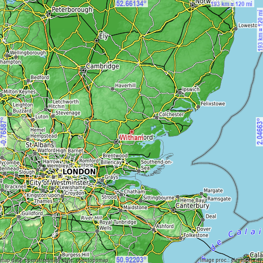 Topographic map of Witham
