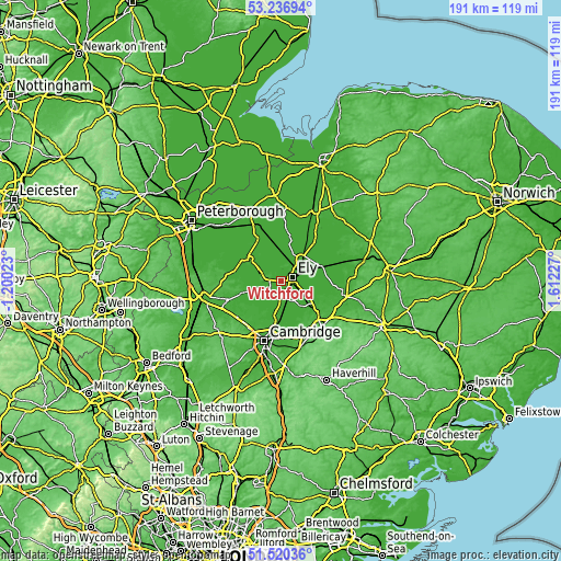 Topographic map of Witchford