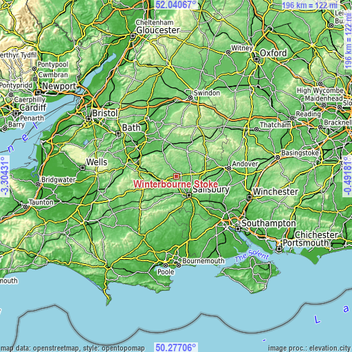 Topographic map of Winterbourne Stoke