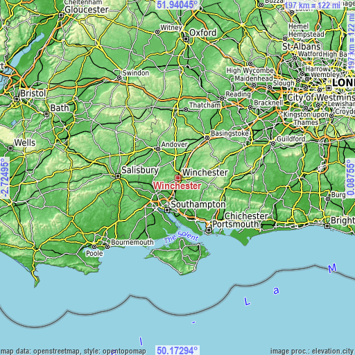 Topographic map of Winchester