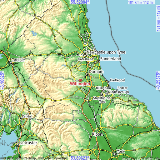 Topographic map of Willington