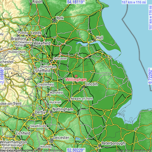 Topographic map of Willingham