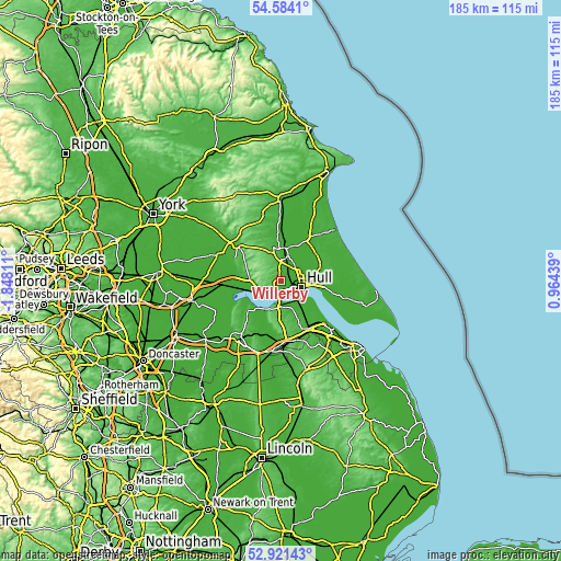 Topographic map of Willerby
