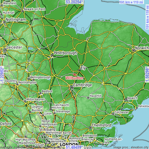 Topographic map of Wilburton