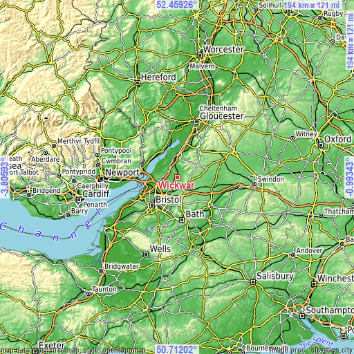 Topographic map of Wickwar