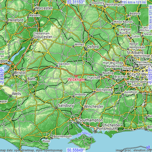 Topographic map of Wickham