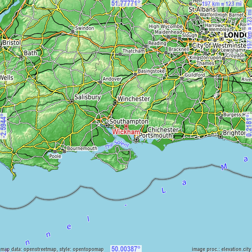 Topographic map of Wickham