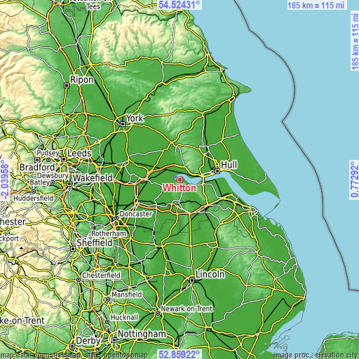 Topographic map of Whitton