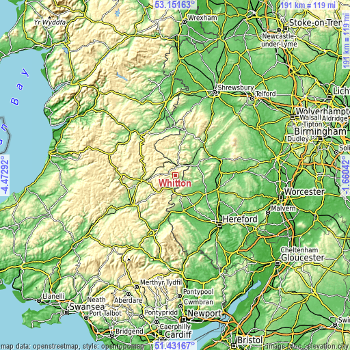 Topographic map of Whitton