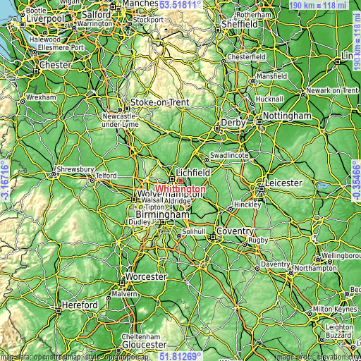 Topographic map of Whittington