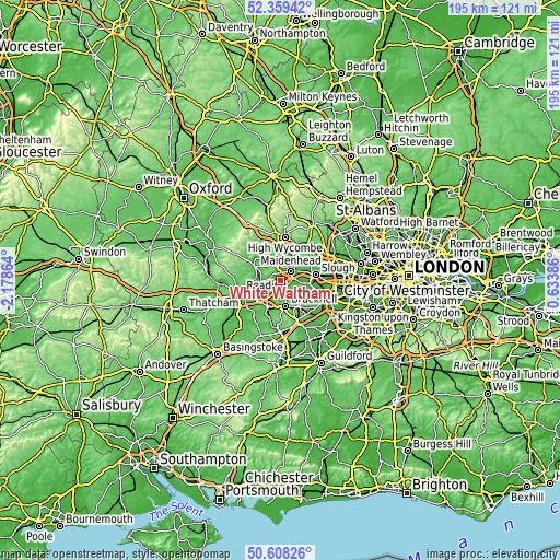 Topographic map of White Waltham