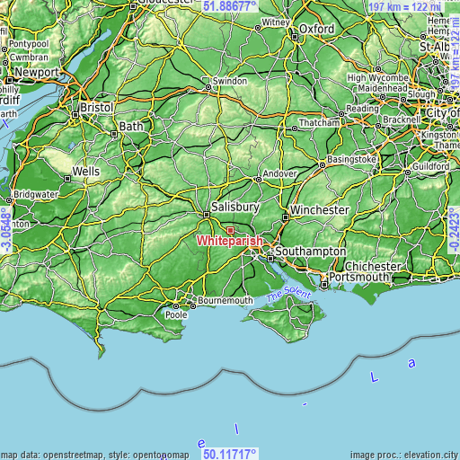 Topographic map of Whiteparish