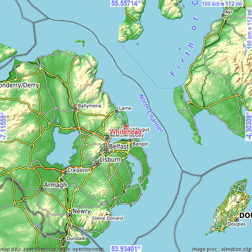 Topographic map of Whitehead