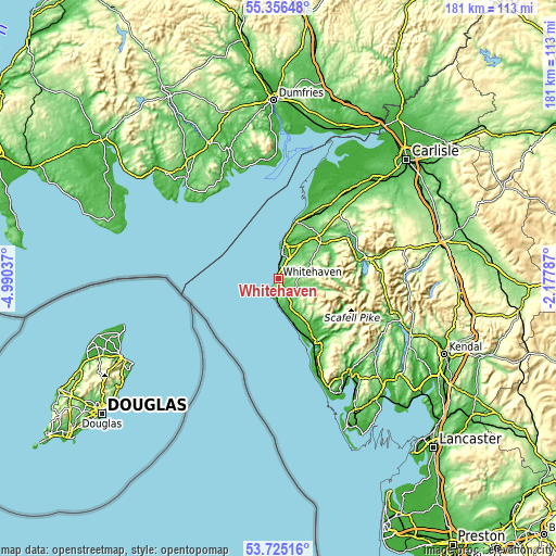 Topographic map of Whitehaven