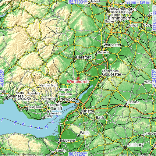 Topographic map of Whitchurch