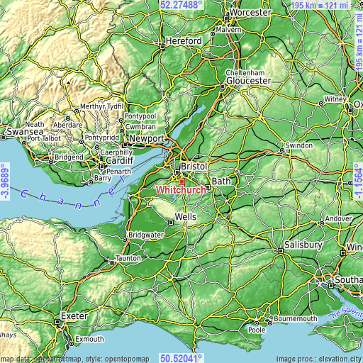 Topographic map of Whitchurch