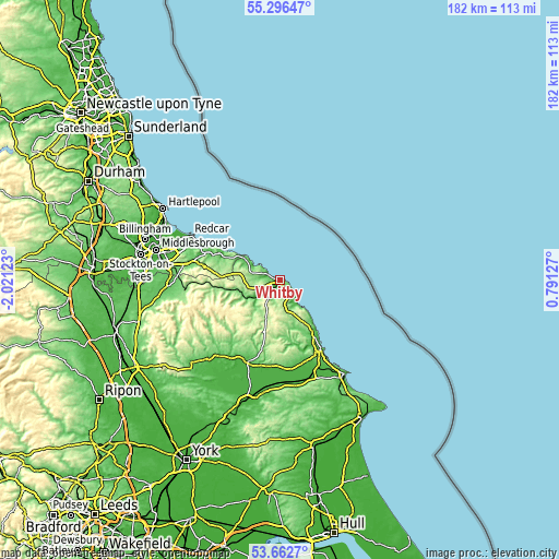 Topographic map of Whitby