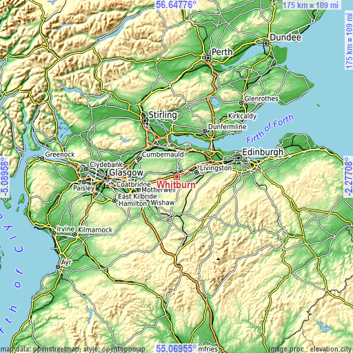 Topographic map of Whitburn