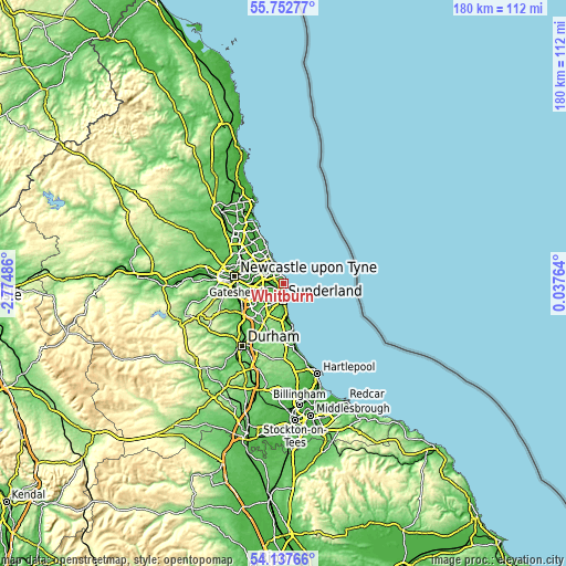Topographic map of Whitburn