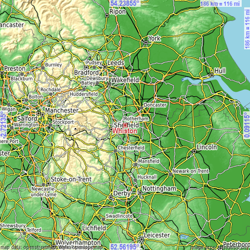 Topographic map of Whiston