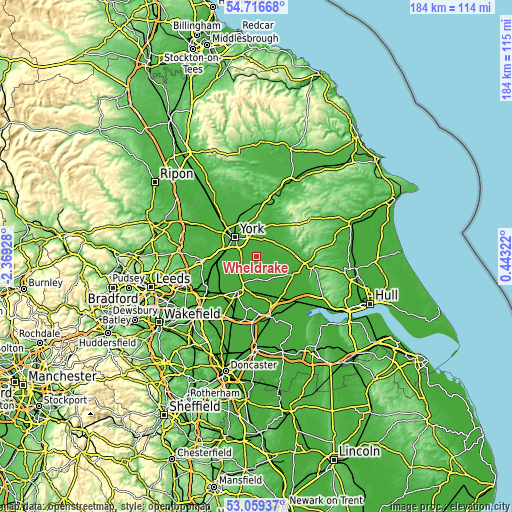 Topographic map of Wheldrake