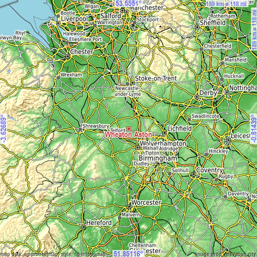 Topographic map of Wheaton Aston