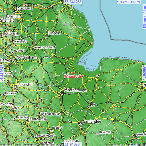 Topographic map of Whaplode