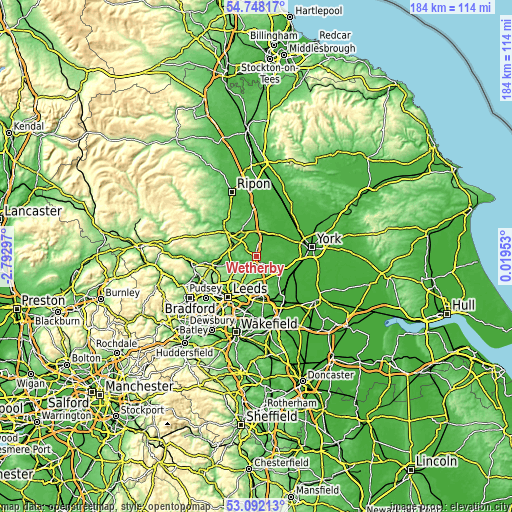 Topographic map of Wetherby