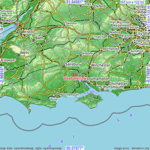 Topographic map of West Wellow