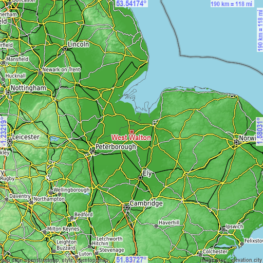 Topographic map of West Walton