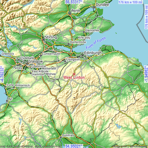 Topographic map of West Linton