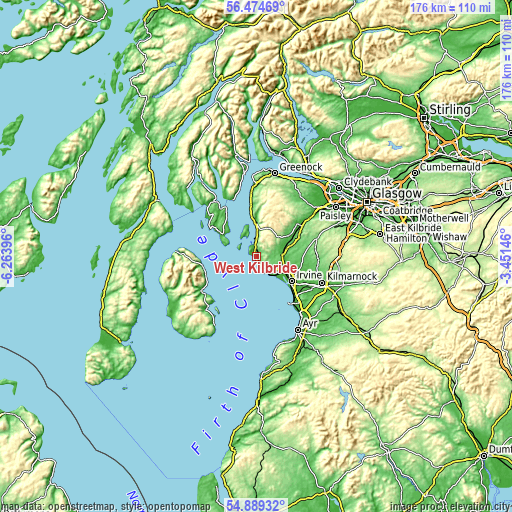 Topographic map of West Kilbride