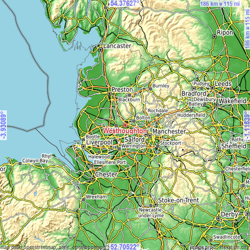 Topographic map of Westhoughton