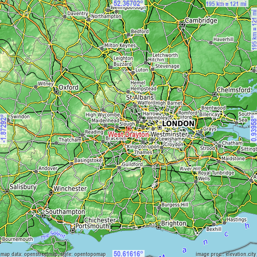 Topographic map of West Drayton