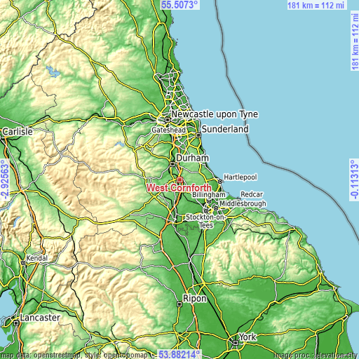 Topographic map of West Cornforth