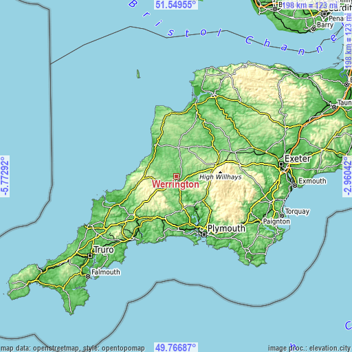 Topographic map of Werrington