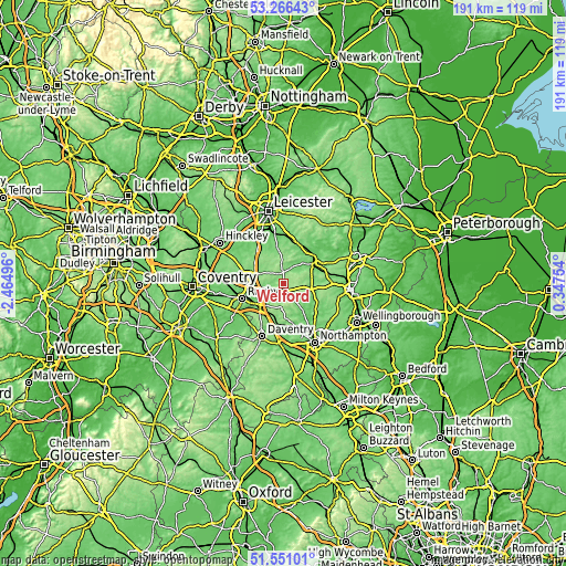 Topographic map of Welford