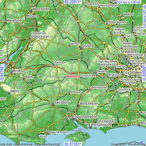 Topographic map of Welford