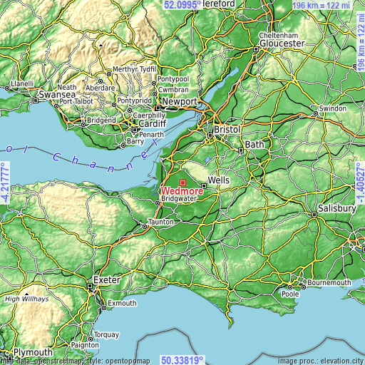 Topographic map of Wedmore