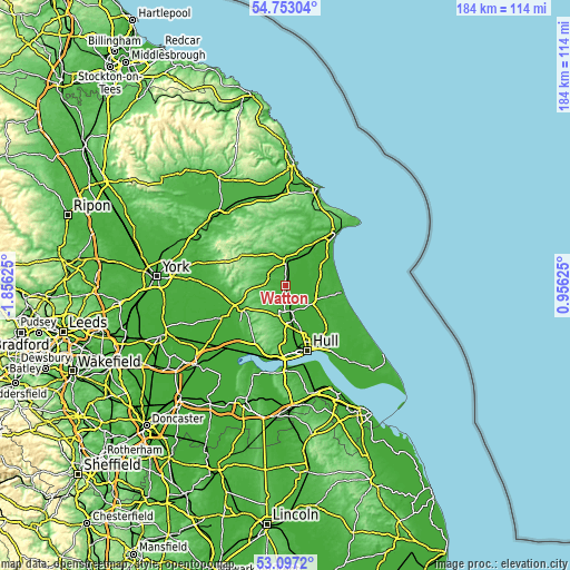 Topographic map of Watton