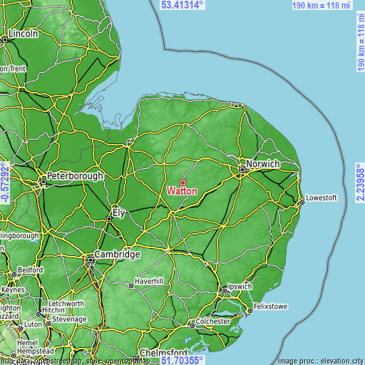 Topographic map of Watton