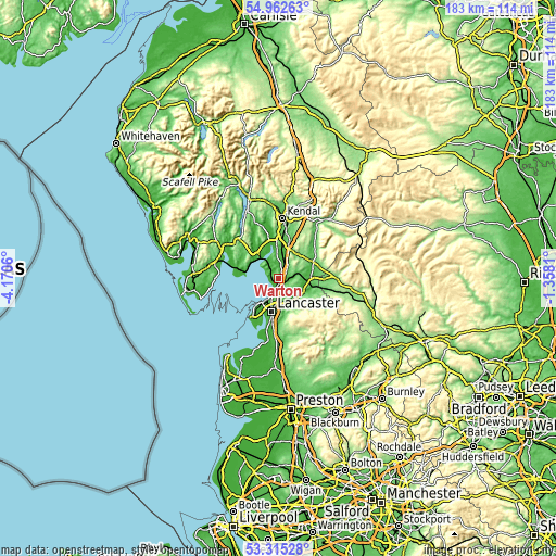 Topographic map of Warton