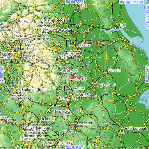 Topographic map of Warsop