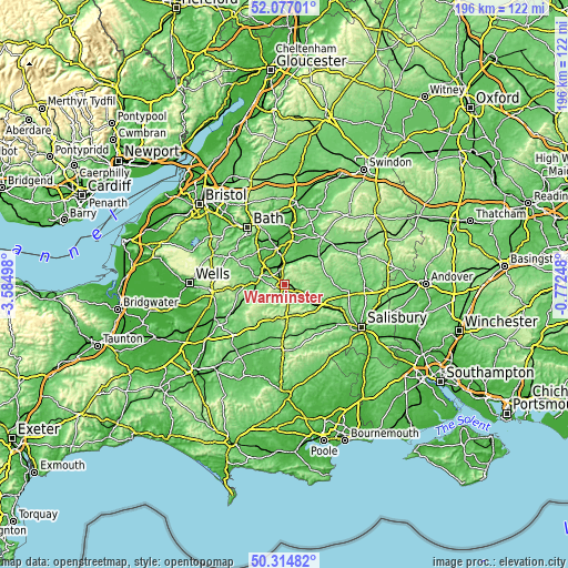 Topographic map of Warminster