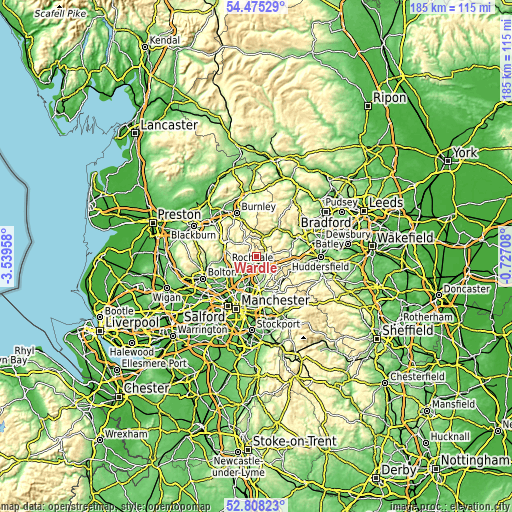 Topographic map of Wardle